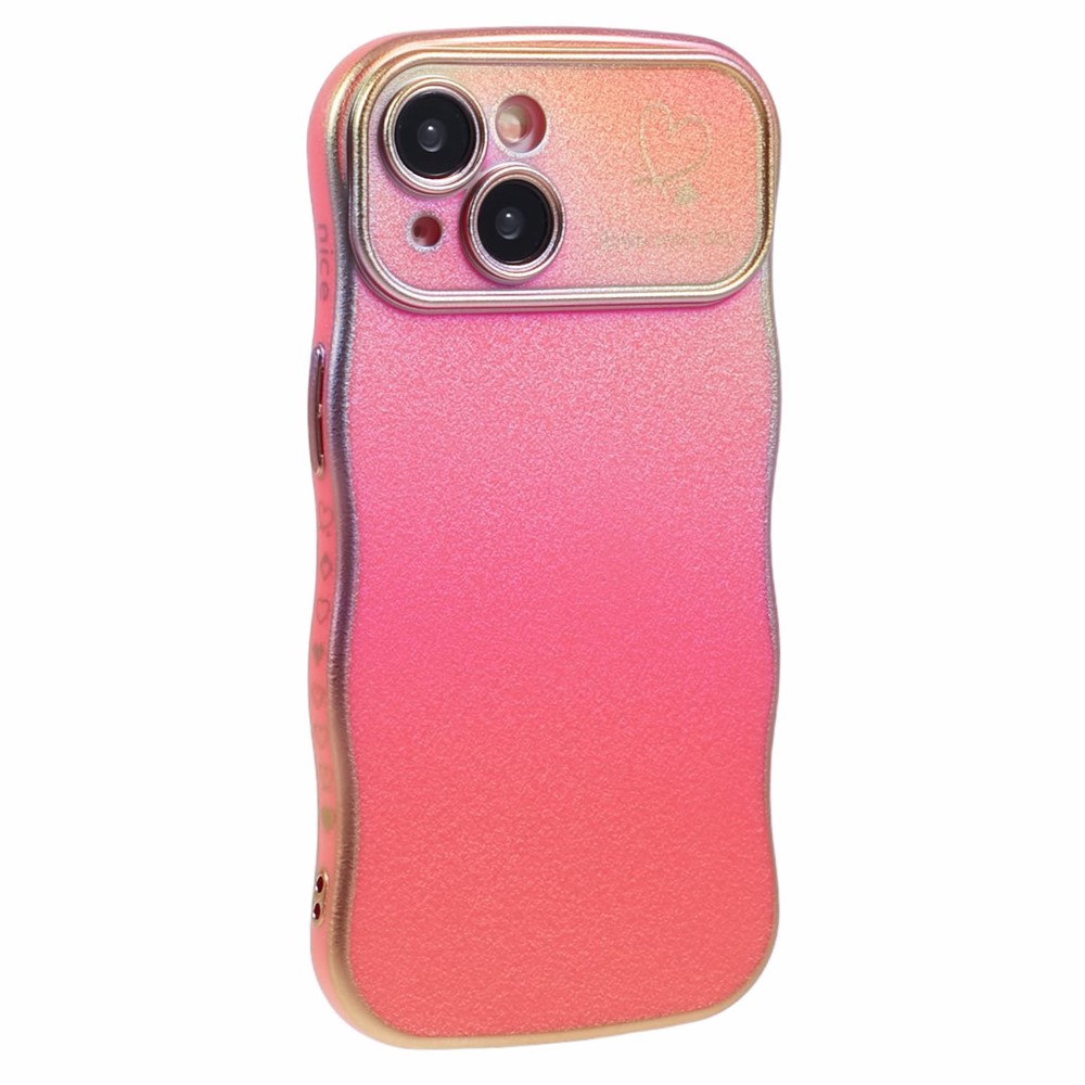 For iPhone 15 Case Curly Shape Love Heart TPU Phone Cover Iridescent Gradient - Colorful Red