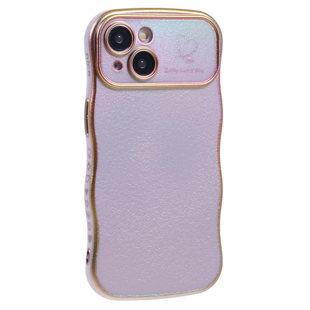 For iPhone 15 Case Curly Shape Love Heart TPU Phone Cover Iridescent Gradient - Colorful Purple