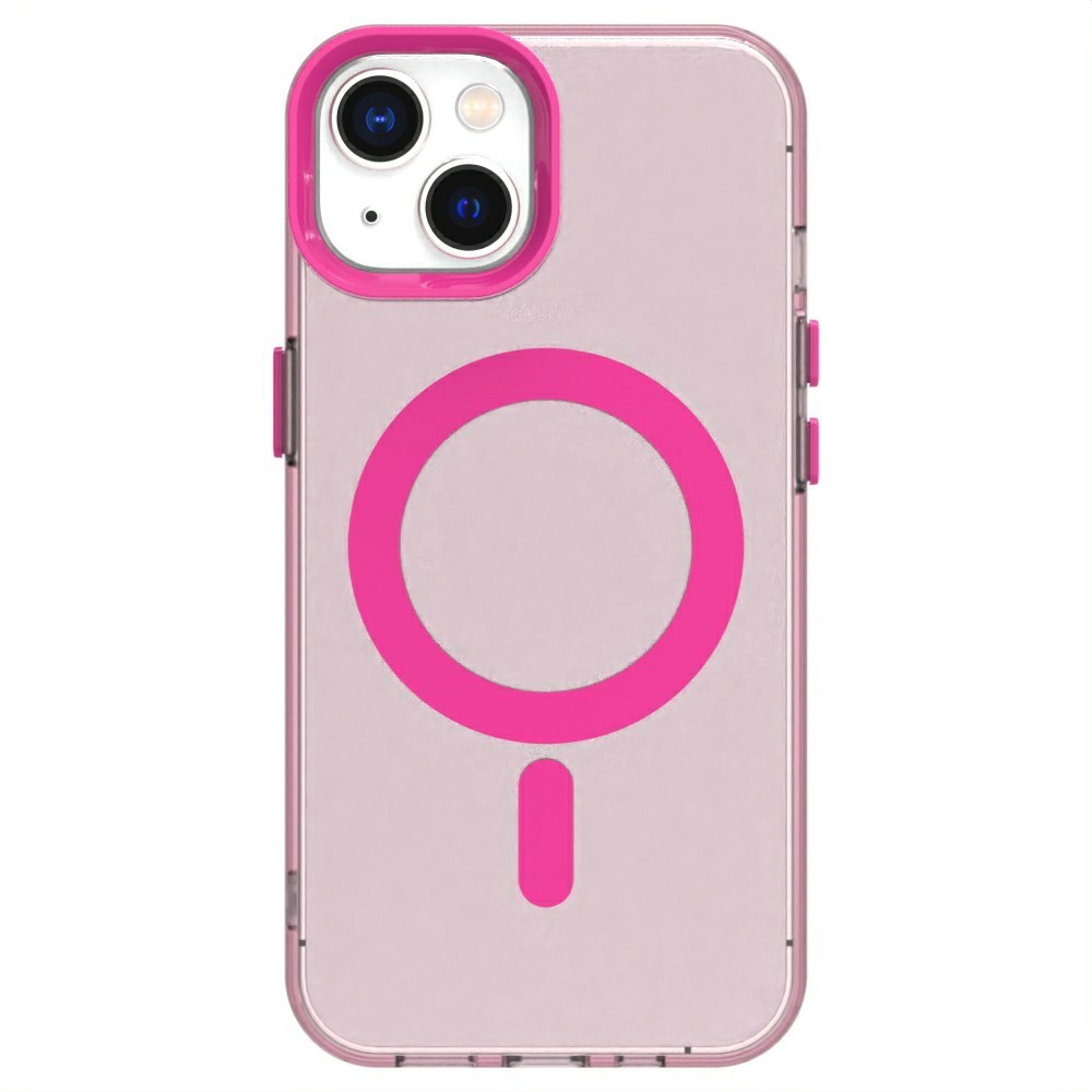 Candy Series For iPhone 15 Case Compatible with MagSafe PC+TPU+PET Anti-Drop Phone Cover - Red