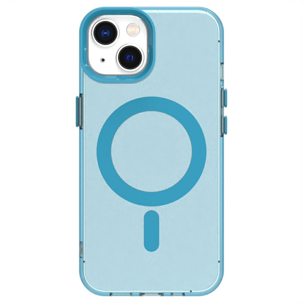 Candy Series For iPhone 15 Case Compatible with MagSafe PC+TPU+PET Anti-Drop Phone Cover - Blue