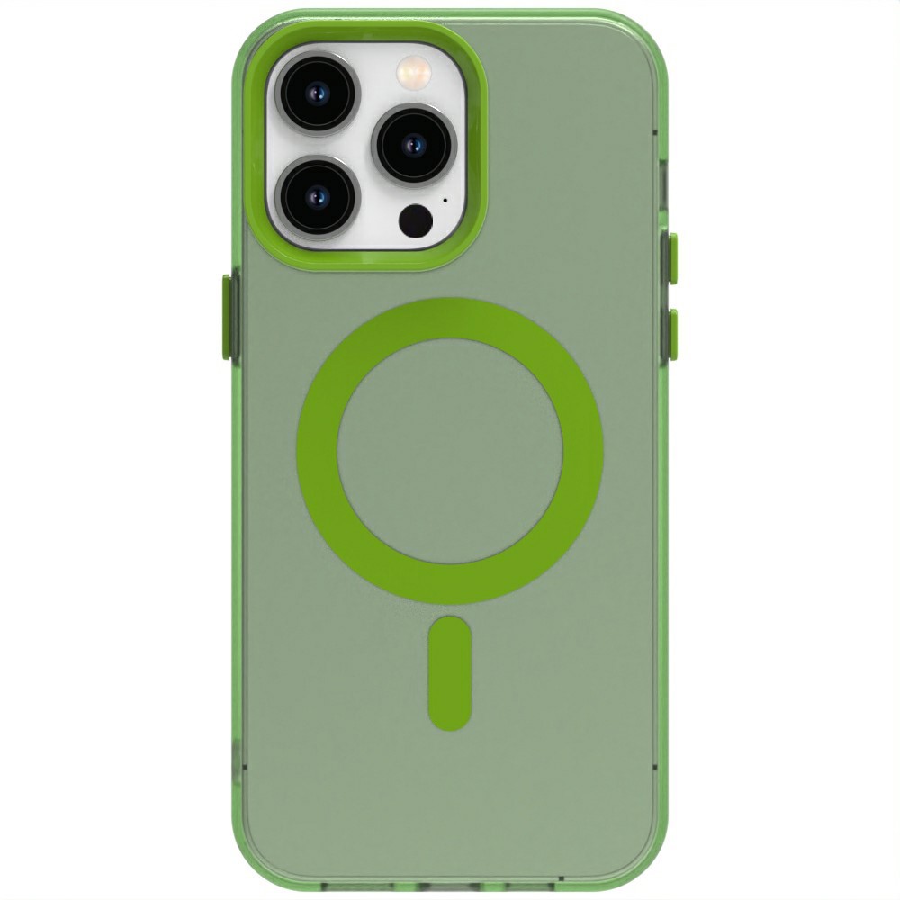 Candy Series For iPhone 14 Pro Max Case Compatible with MagSafe PC+TPU+PET Anti-Drop Phone Cover - Green
