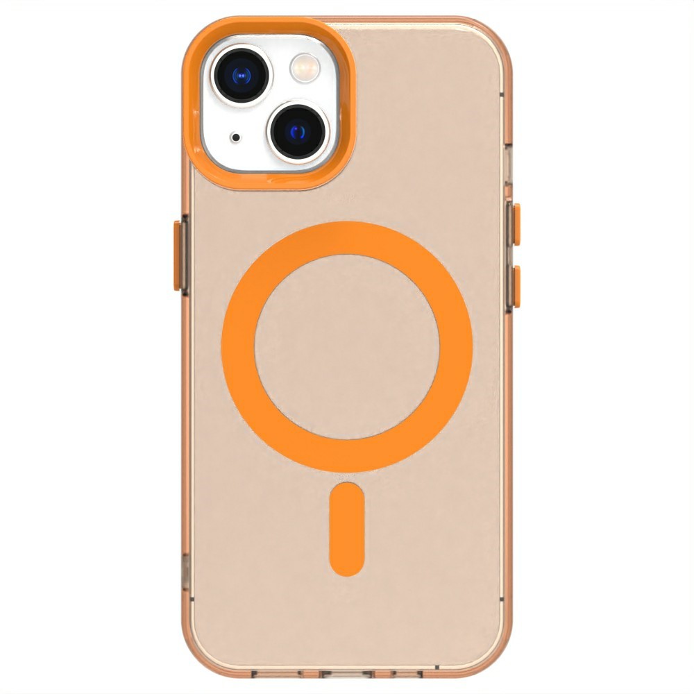 Candy Series For iPhone 14  /  13 Case Compatible with MagSafe PC+TPU+PET Anti-Drop Phone Cover - Orange