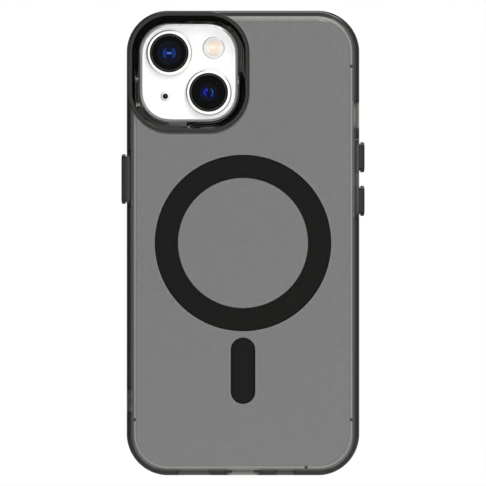 Candy Series For iPhone 14  /  13 Case Compatible with MagSafe PC+TPU+PET Anti-Drop Phone Cover - Black