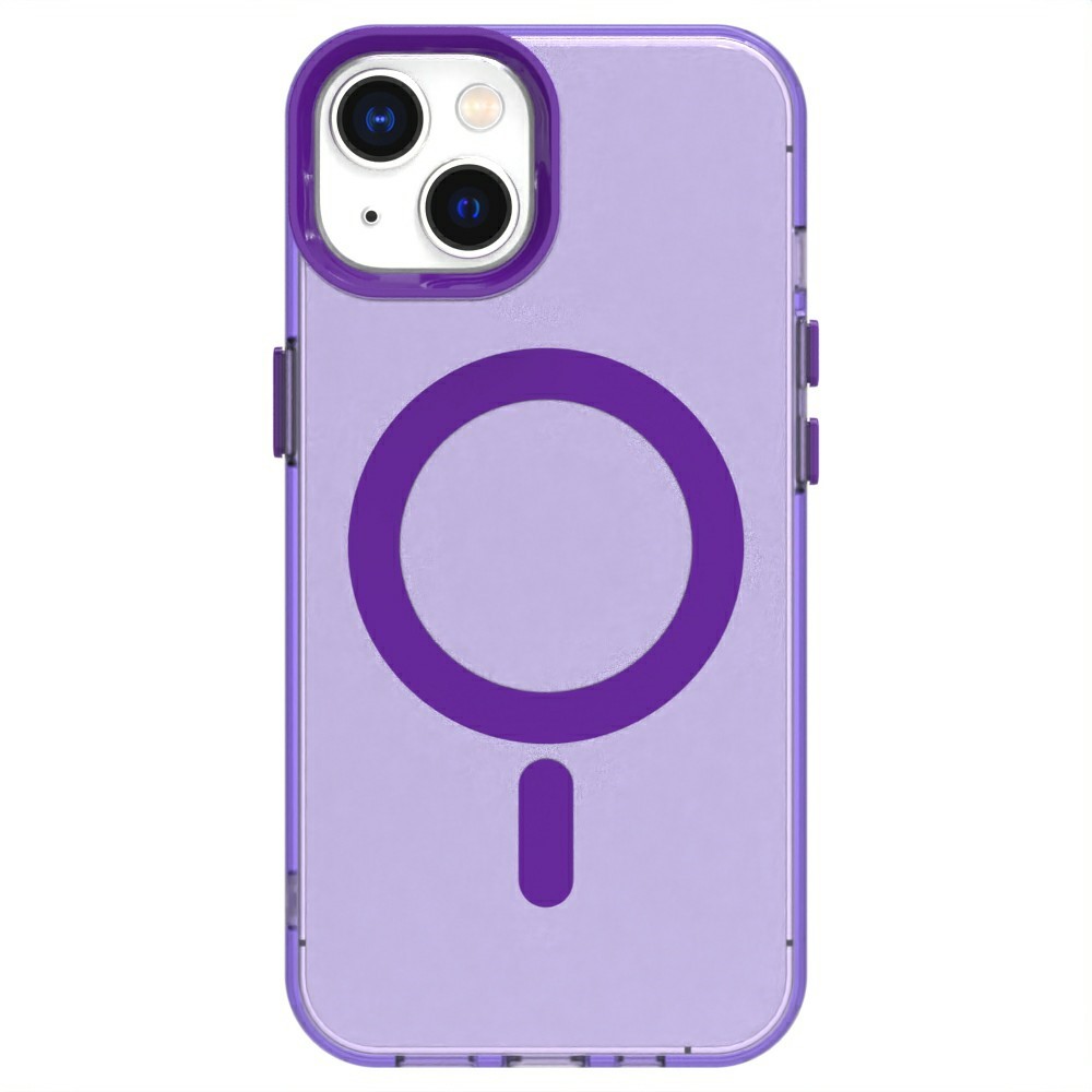 Candy Series For iPhone 14  /  13 Case Compatible with MagSafe PC+TPU+PET Anti-Drop Phone Cover - Purple