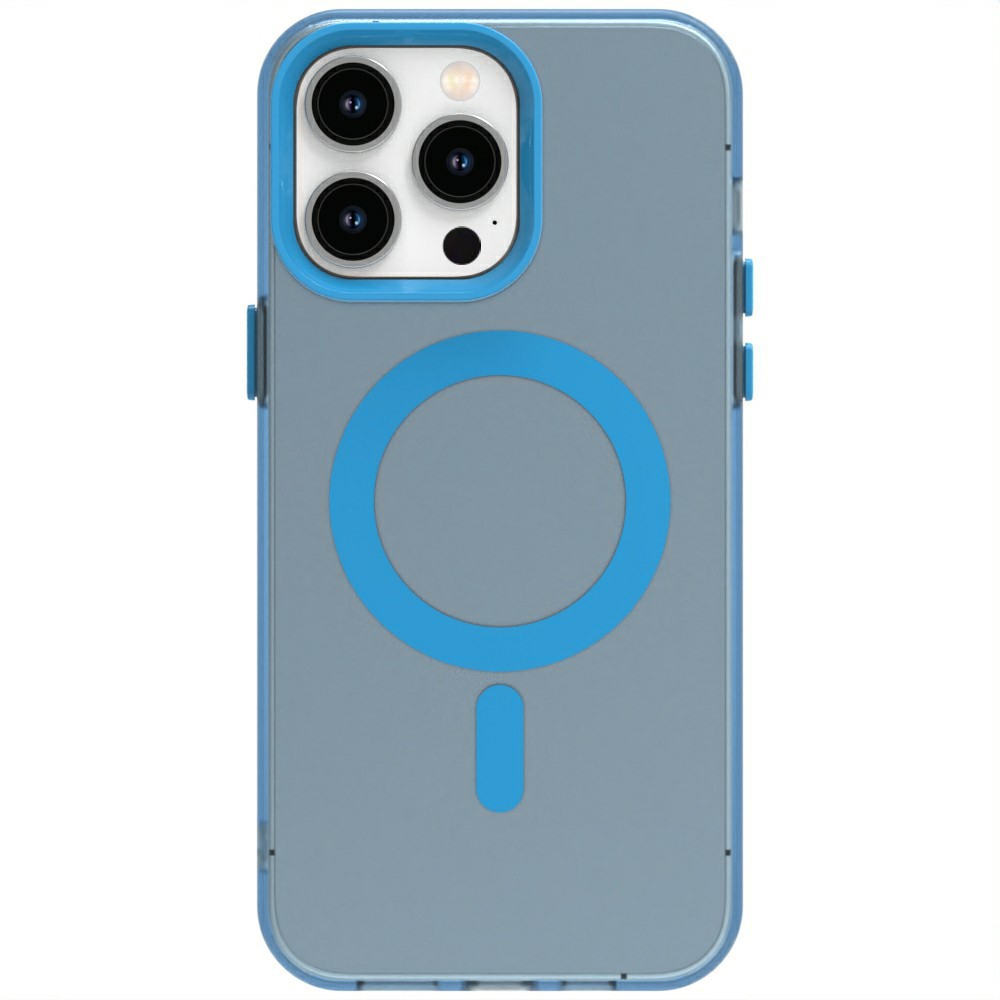 Candy Series For iPhone 13 Pro Case Compatible with MagSafe PC+TPU+PET Anti-Drop Phone Cover - Blue