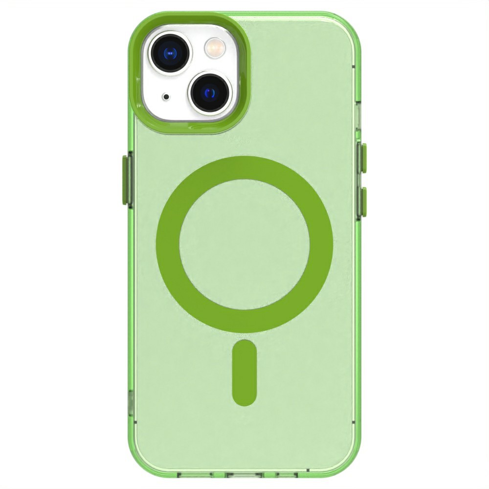 Candy Series For iPhone 15 Plus / 14 Plus Case Compatible with MagSafe PC+TPU+PET Anti-Drop Phone Cover - Green