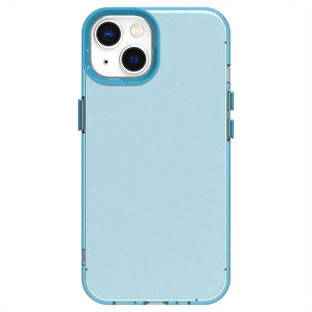 Candy Series For iPhone 15 Case PC+TPU+PET Anti-Drop Phone Cover - Blue
