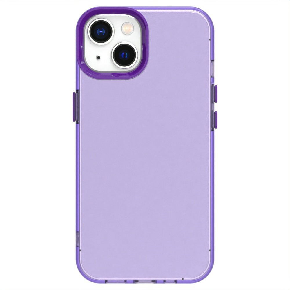 Candy Series For iPhone 15 Case PC+TPU+PET Anti-Drop Phone Cover - Purple