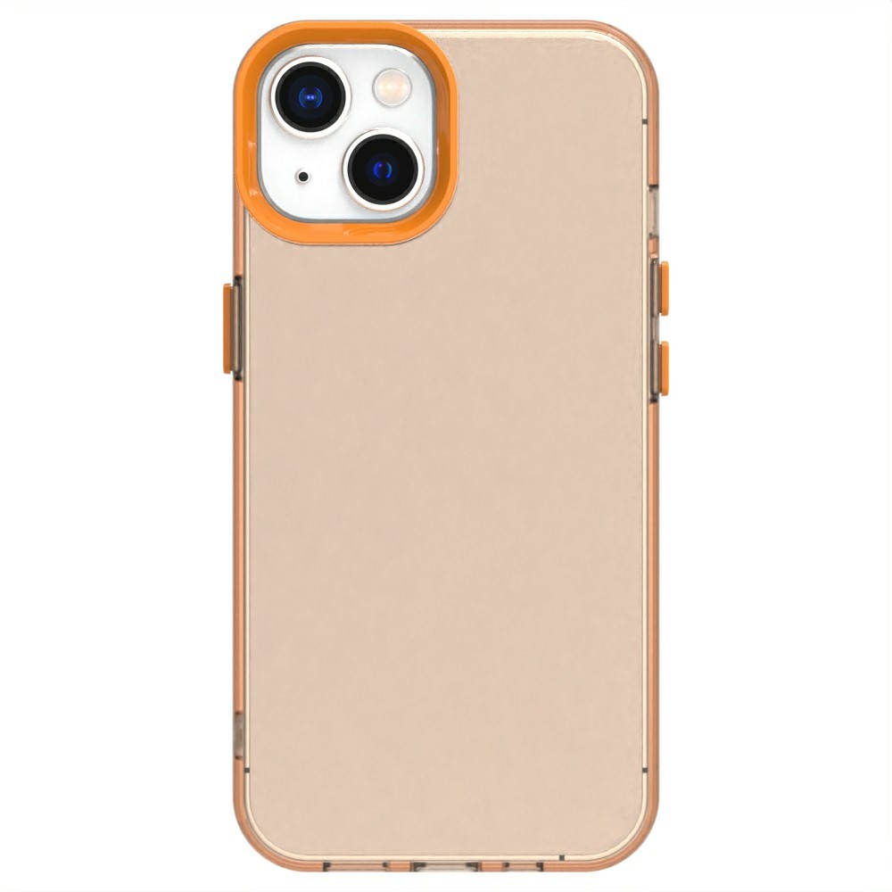Candy Series For iPhone 15 Plus Case PC+TPU+PET Anti-Drop Phone Cover - Orange