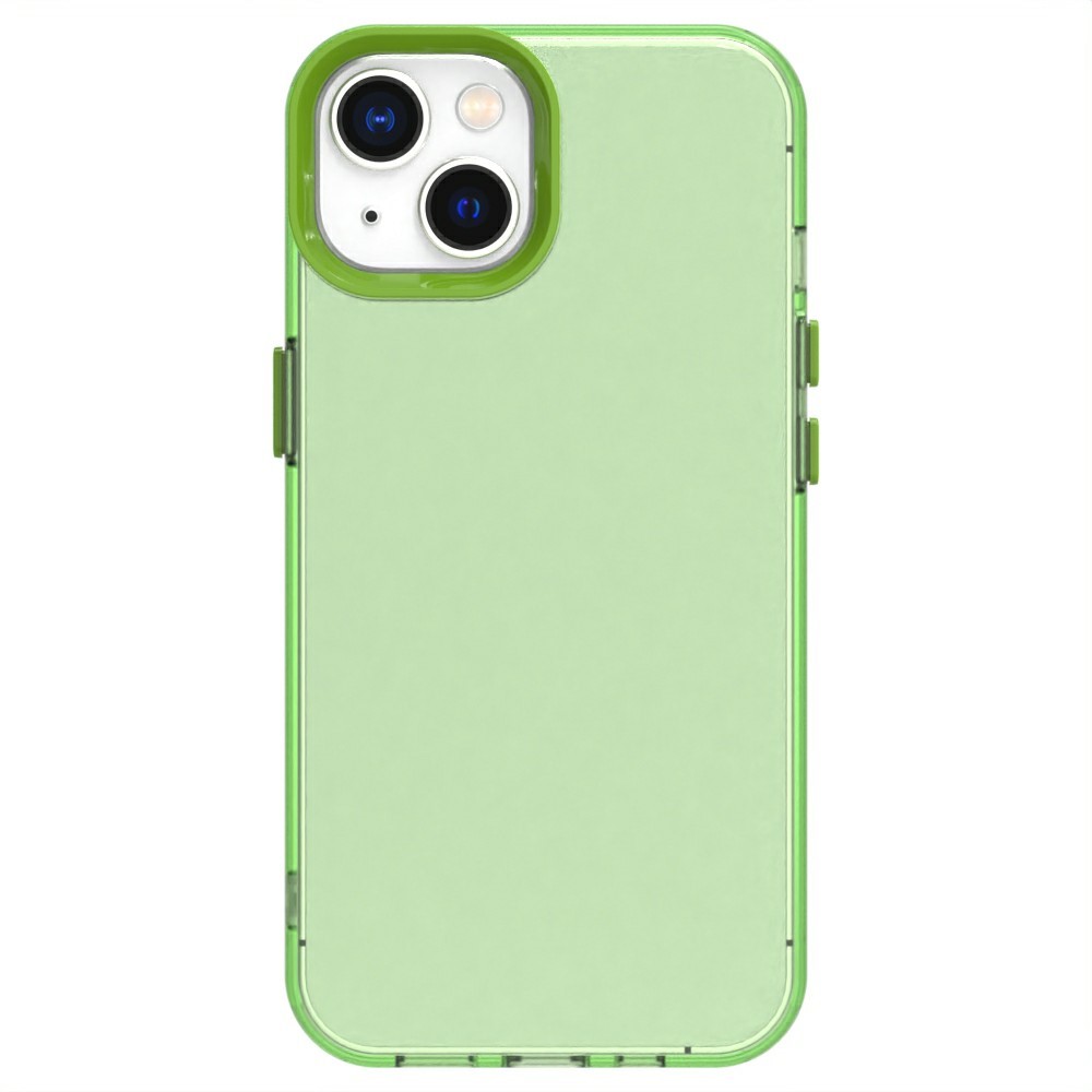 Candy Series For iPhone 15 Plus Case PC+TPU+PET Anti-Drop Phone Cover - Green