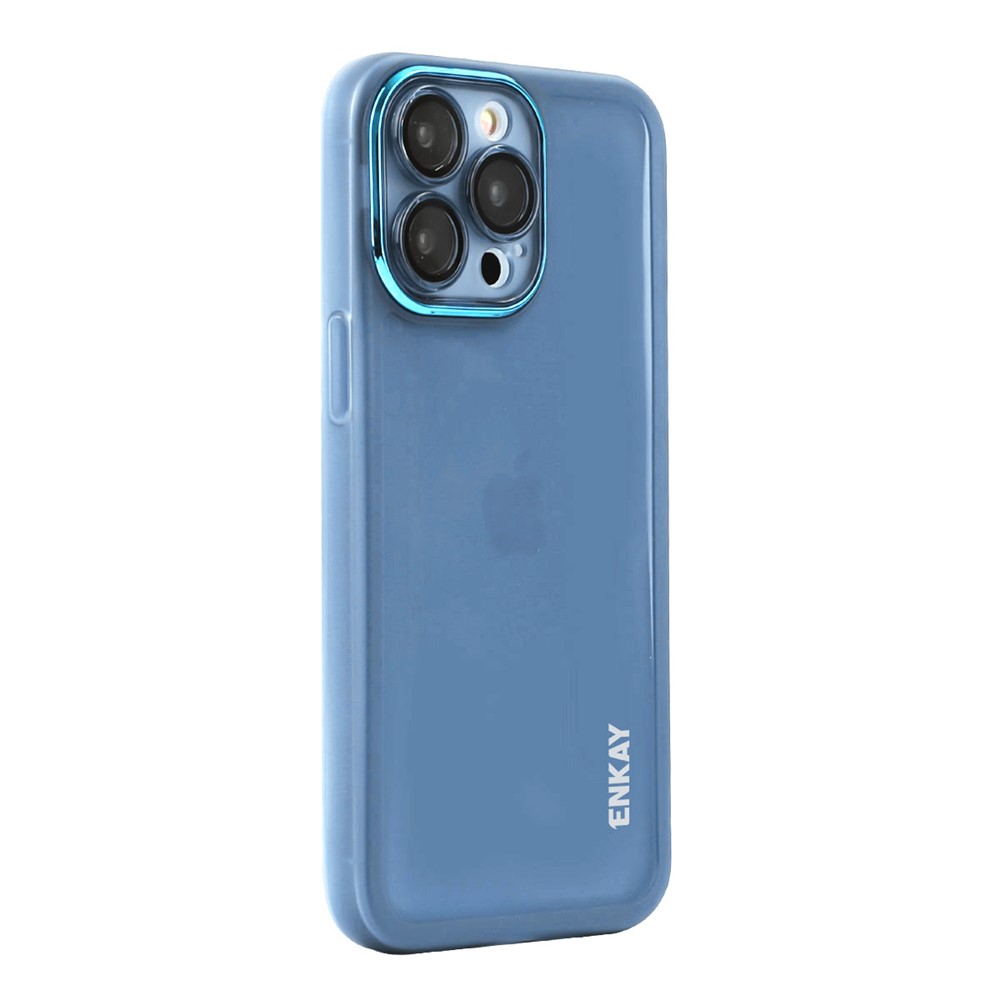 For iPhone 16 Pro ENKAY HAT PRINCE Case Matte TPU Phone Cover with Lens Film - Blue
