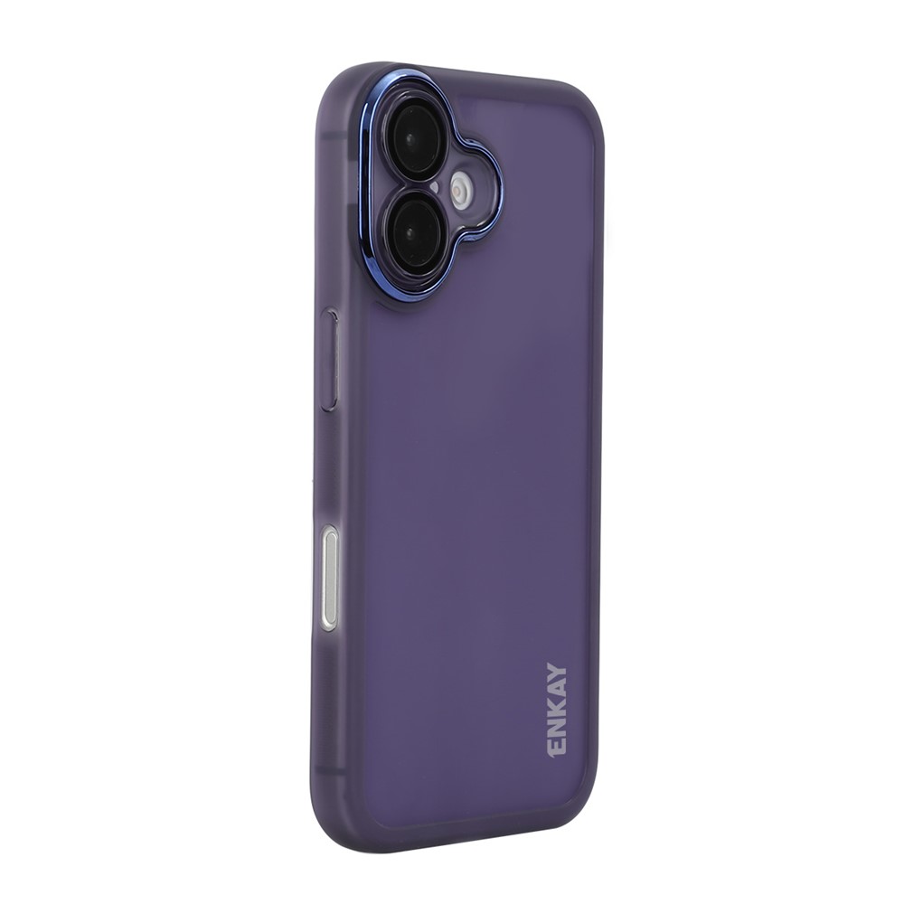 For iPhone 16 ENKAY HAT PRINCE Case Matte TPU Phone Cover with Lens Film - 紫色