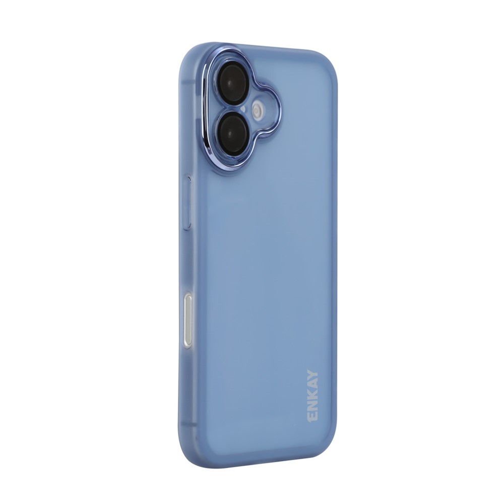 For iPhone 16 Plus ENKAY HAT PRINCE Case Matte TPU Phone Cover with Lens Film - Blue