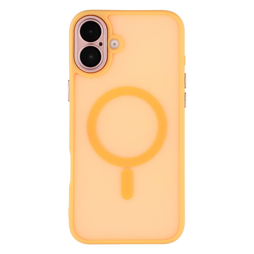 For iPhone 16 Plus Case Compatible with MagSafe TPU + Acrylic Matte Phone Cover with Glass Lens Film - Orange