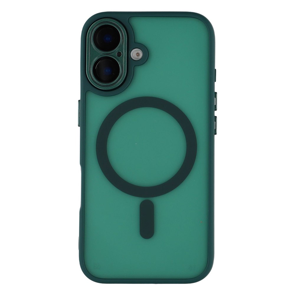 For iPhone 16 Plus Case Compatible with MagSafe TPU + Acrylic Matte Phone Cover with Glass Lens Film - Dark Green