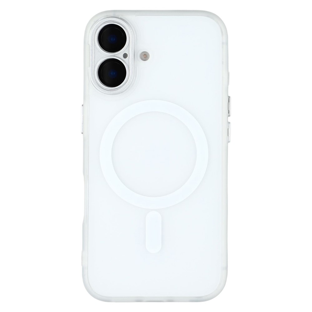 For iPhone 16 Plus Case Compatible with MagSafe TPU + Acrylic Matte Phone Cover with Glass Lens Film - White