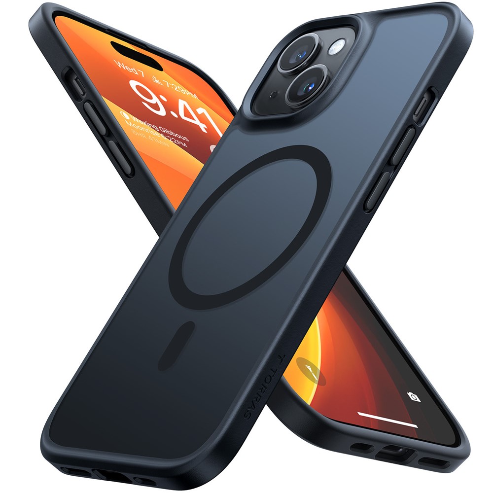 TORRAS Guardian-Mag Series For iPhone 15 Case Compatible with MagSafe Skin-Touch Matte PC+TPU Phone Cover - Black