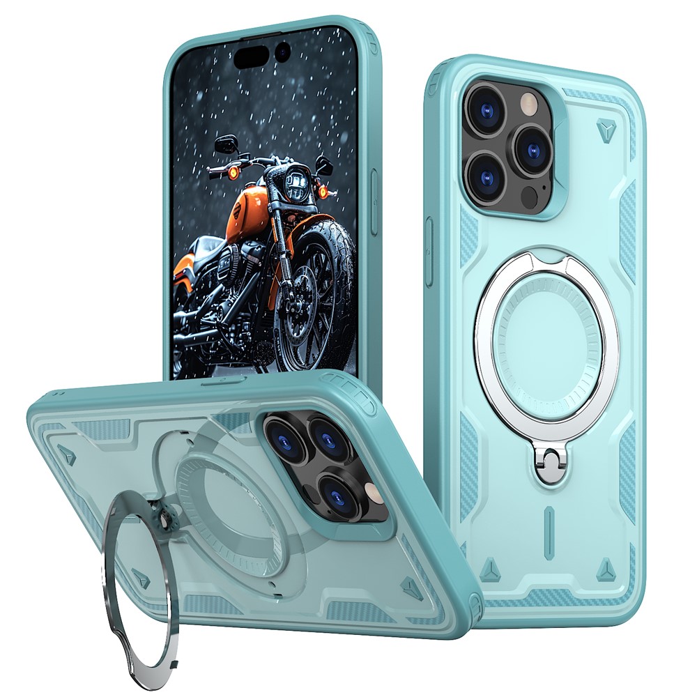 For iPhone 14 Pro Max Case Compatible with MagSafe Military Protection PC+TPU Kickstand Phone Cover - Baby Blue