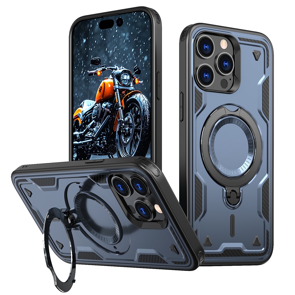 For iPhone 14 Pro Max Case Compatible with MagSafe Military Protection PC+TPU Kickstand Phone Cover - Blue