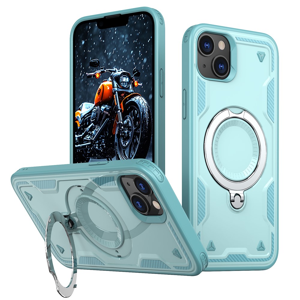 For iPhone 14 / 13 Case Compatible with MagSafe Military Protection PC+TPU Kickstand Phone Cover - Baby Blue