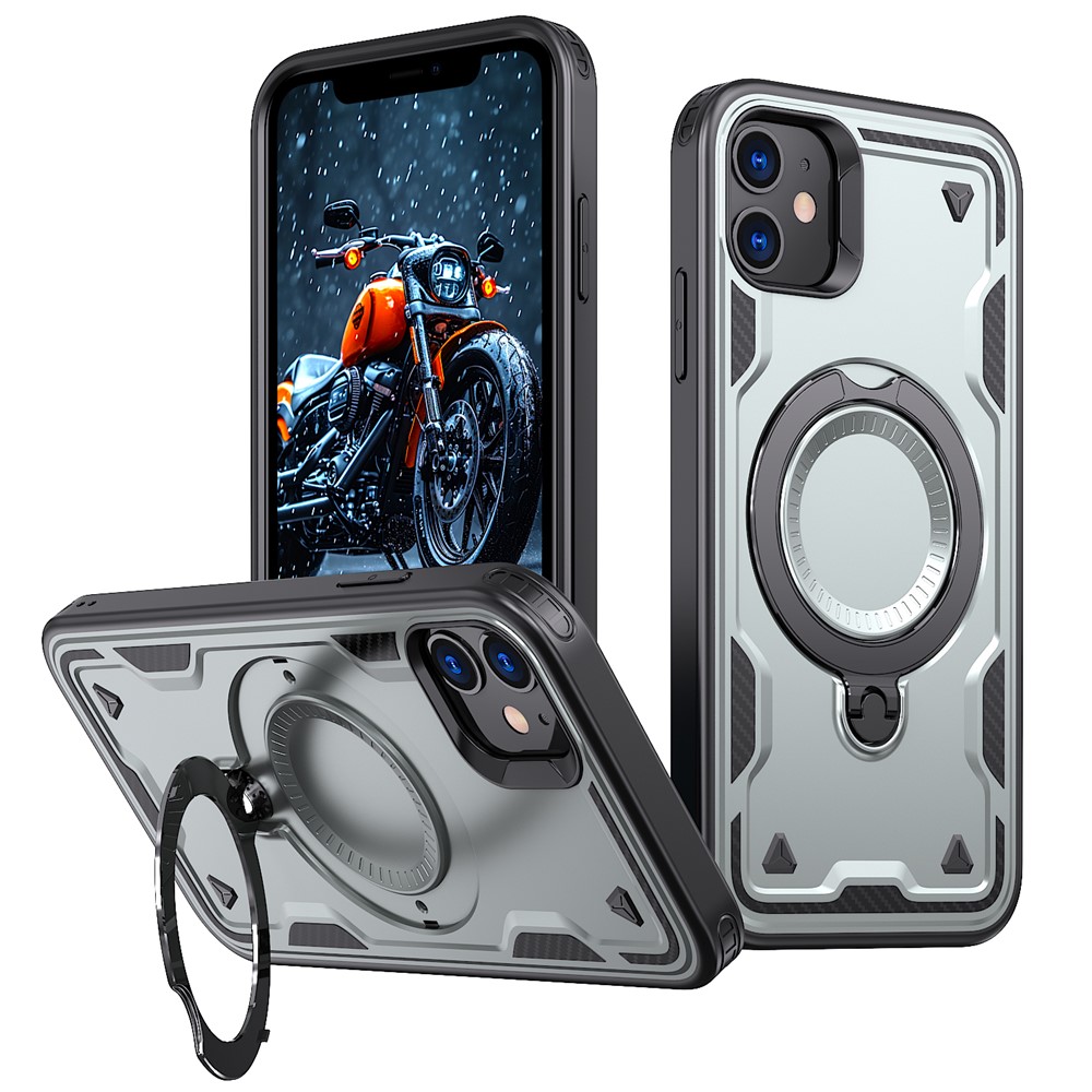 For iPhone 11 / XR Case Compatible with MagSafe Military Protection PC+TPU Kickstand Phone Cover - Grey