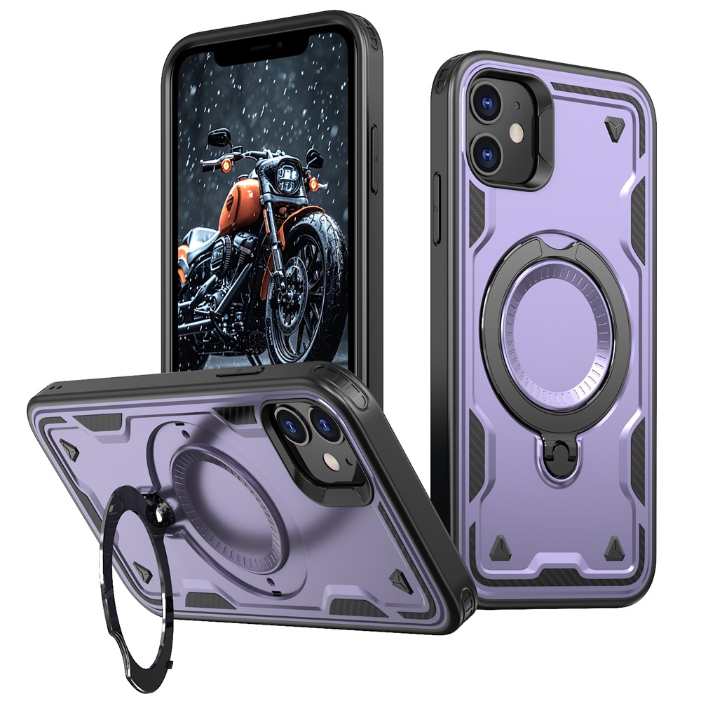 For iPhone 11 / XR Case Compatible with MagSafe Military Protection PC+TPU Kickstand Phone Cover - Purple