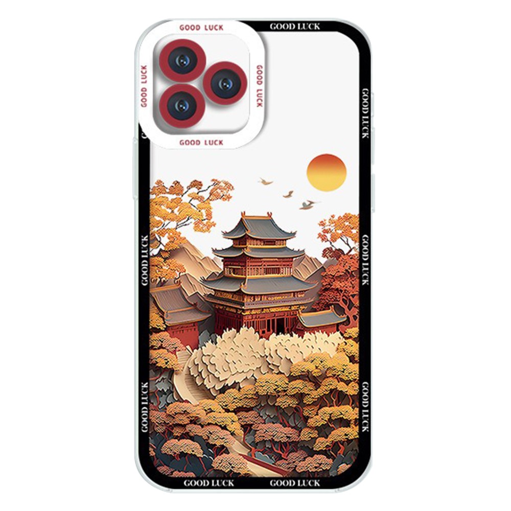 For iPhone 14 Pro Case Aesthetic Oil Painting Landscape Clear TPU Phone Cover - ZJ2299