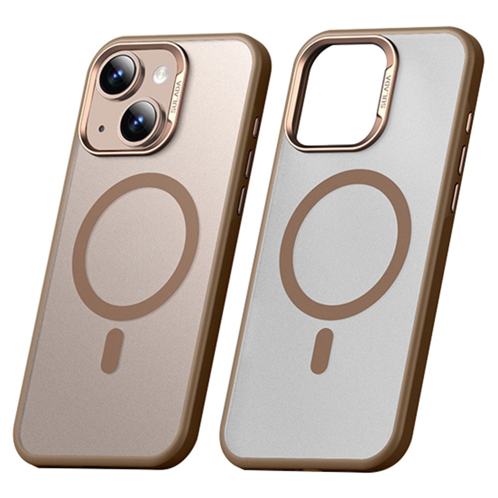SULADA For iPhone 15 Case Compatible with MagSafe Ultra-Thin PC+TPU Phone Cover - Gold