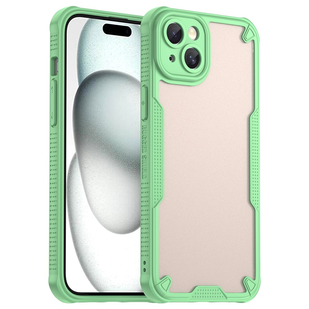 Armor Series For iPhone 15 Plus Case PC+TPU Semi-Transparent Frosted Finish Protective Phone Cover - Green