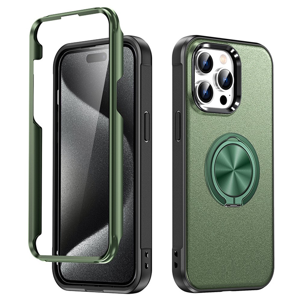 Bulk Purchasing For iPhone 13 Pro Max Case Ring Kickstand PC+TPU Matte Phone Cover - Green