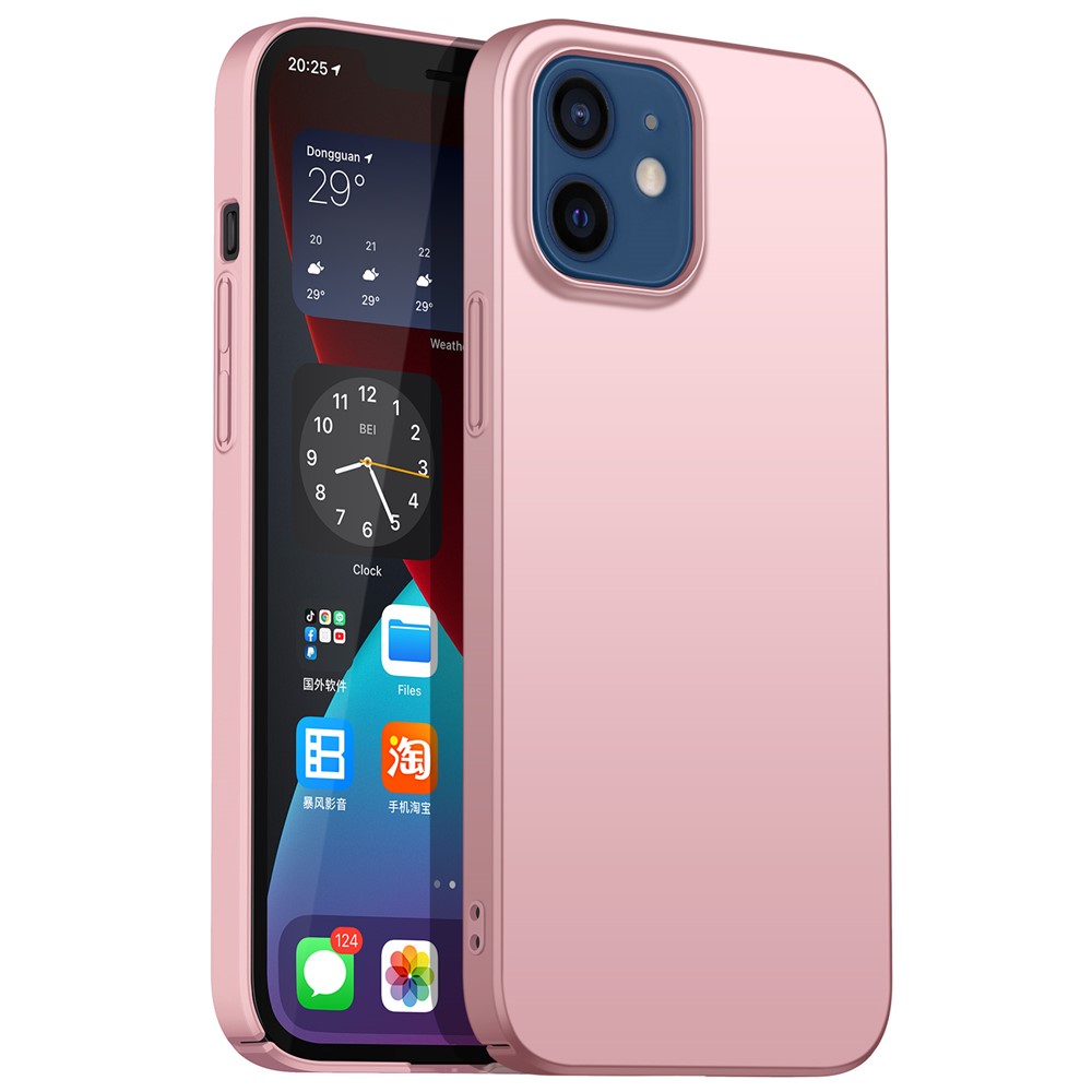 Cell Phone Case for iPhone 12 mini 5.4 inch, Raised Bezel Shockproof Solid Color Phone Back Cover - Rose Gold