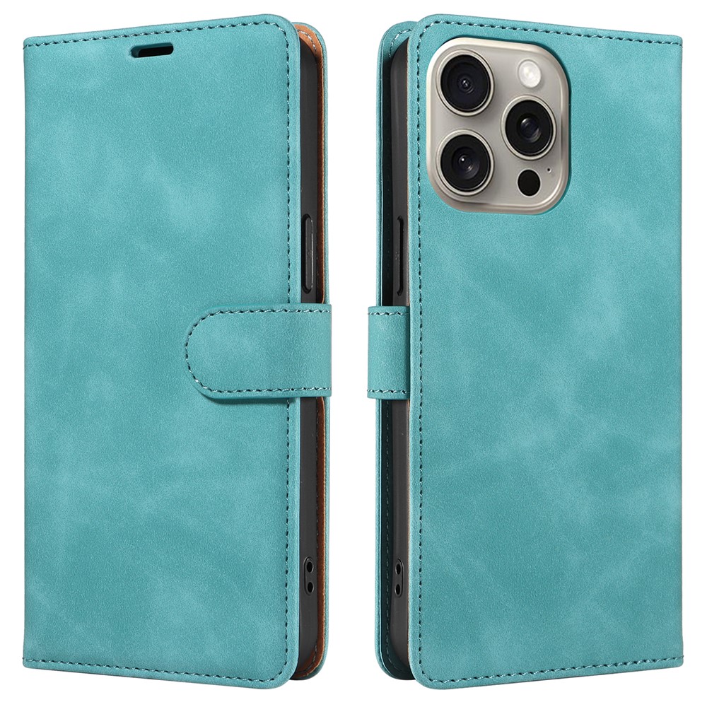 For iPhone 13 Pro Case RFID Blocking Wallet Stand Leather Flip Phone Cover with Slim Strap - Green