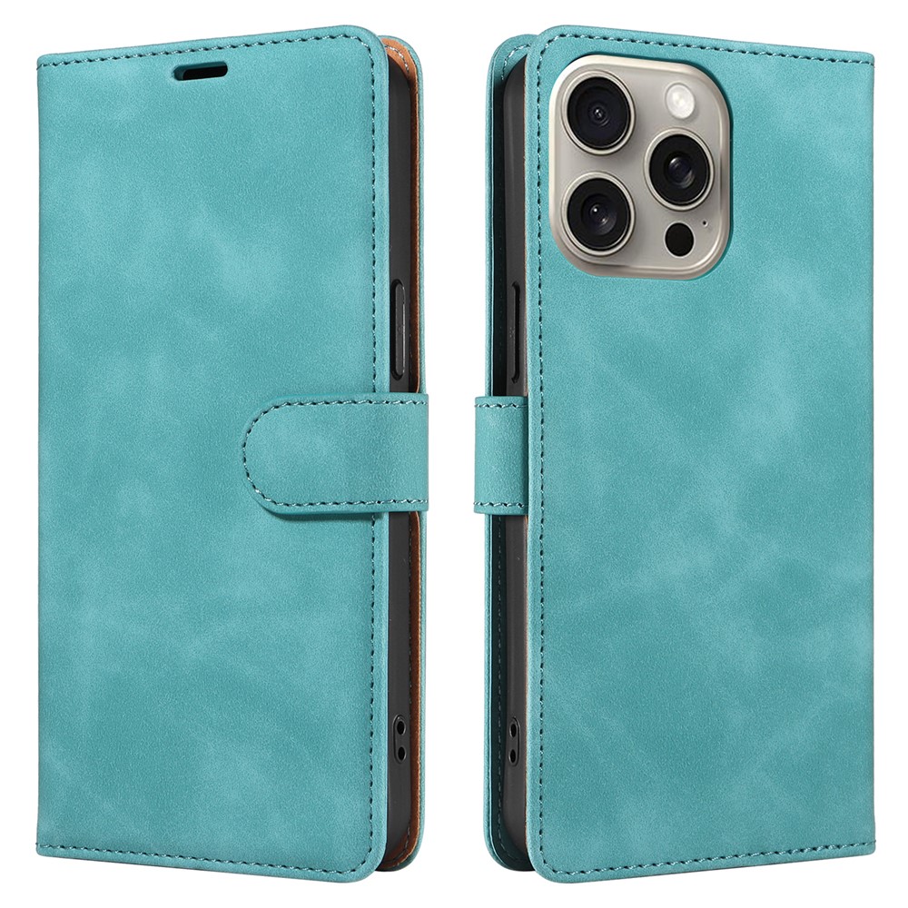 For iPhone 14 Pro Max Case RFID Blocking Wallet Stand Leather Flip Phone Cover with Slim Strap - Green