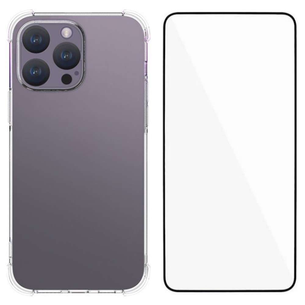 WANLONFENG WL Series for iPhone 14 Pro Max TPU Case 2.0mm Phone Cover with Tempered Glass Film