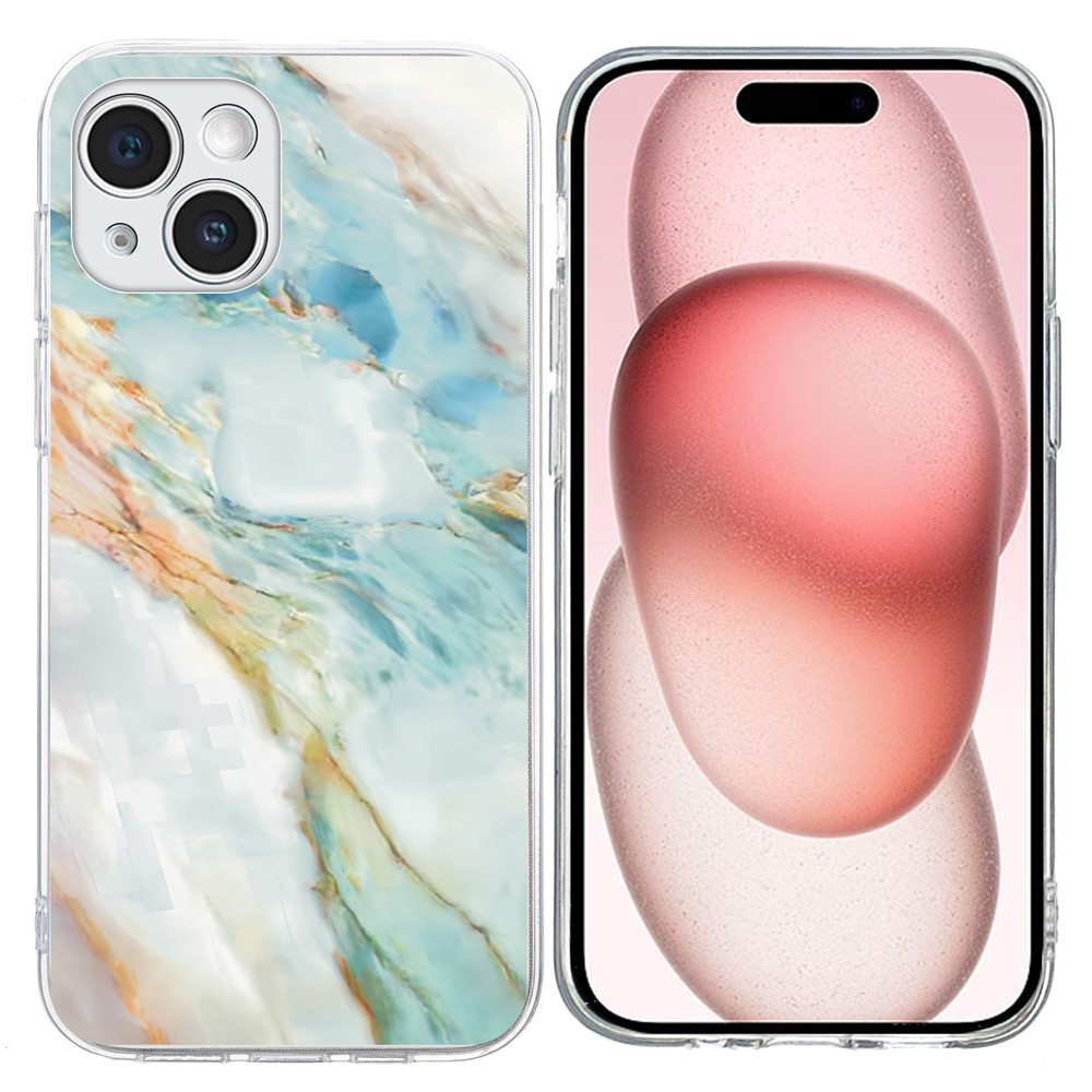 For iPhone 15 Case Pattern Printing Shockproof Soft TPU Phone Cover - Oil Painting Marble