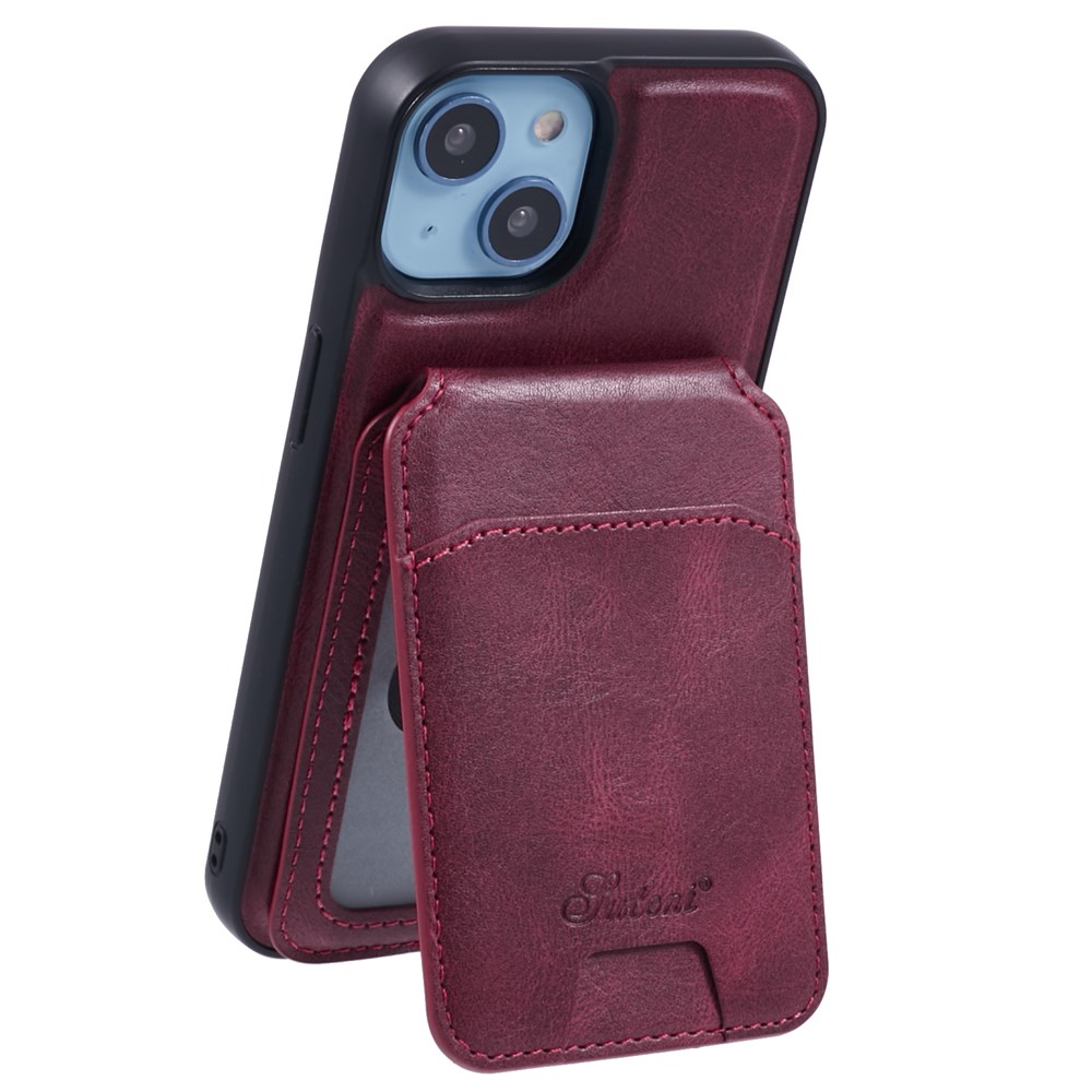 SUTENI H15 For iPhone 14 Case Compatible with MagSafe Detachable Card Holder Phone Cover - Red