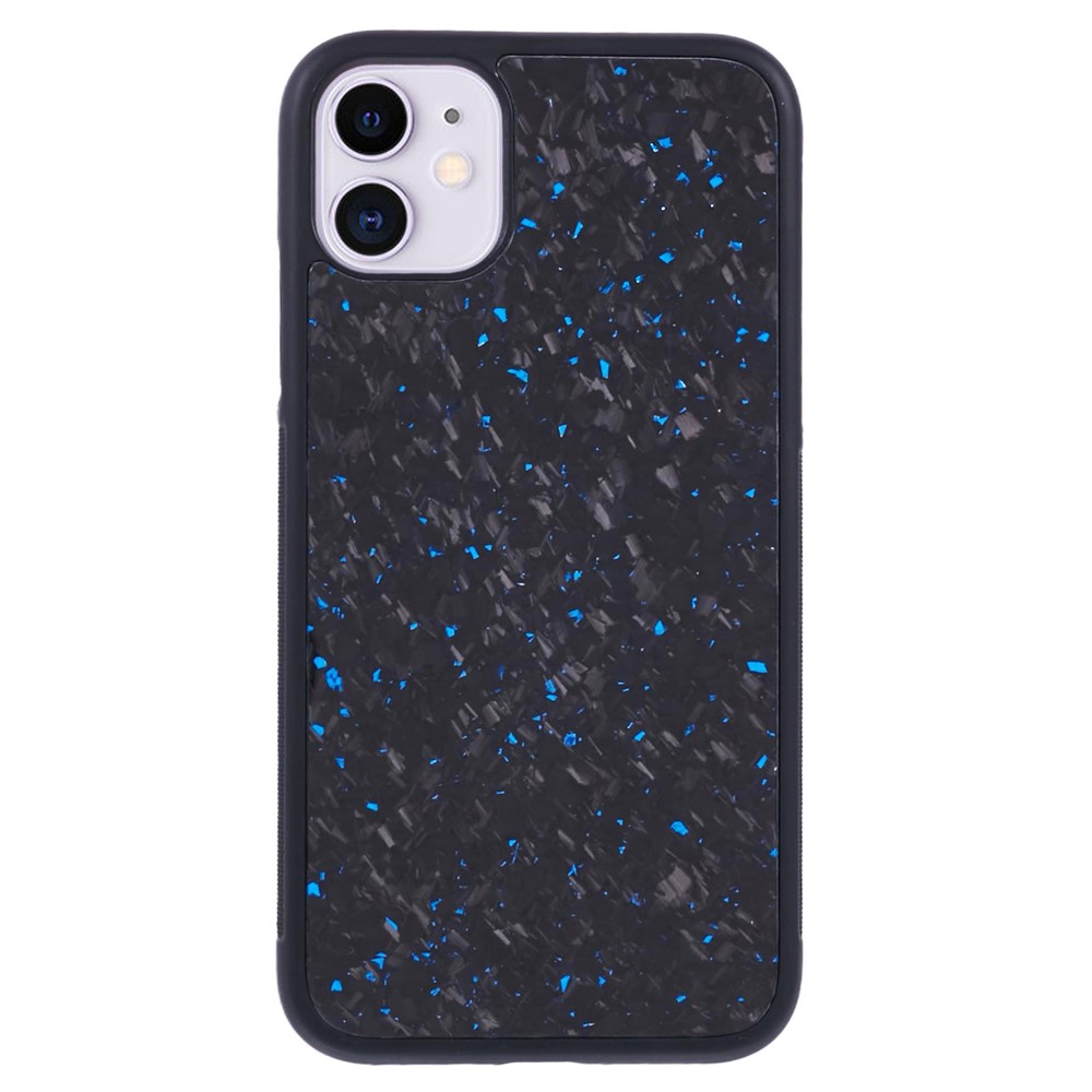 For iPhone 11 Magnetic Case Forged Texture Aramid Fiber+TPU Anti-Slip Phone Cover - Blue