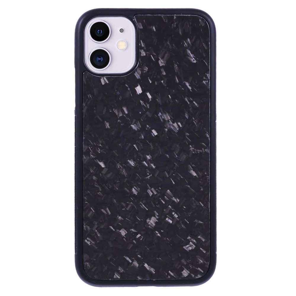 For iPhone 11 Magnetic Case Forged Texture Aramid Fiber+TPU Anti-Slip Phone Cover - Black
