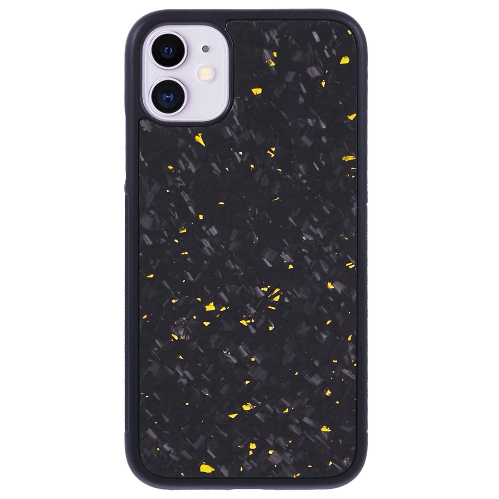 For iPhone 11 Magnetic Case Forged Texture Aramid Fiber+TPU Anti-Slip Phone Cover - Gold