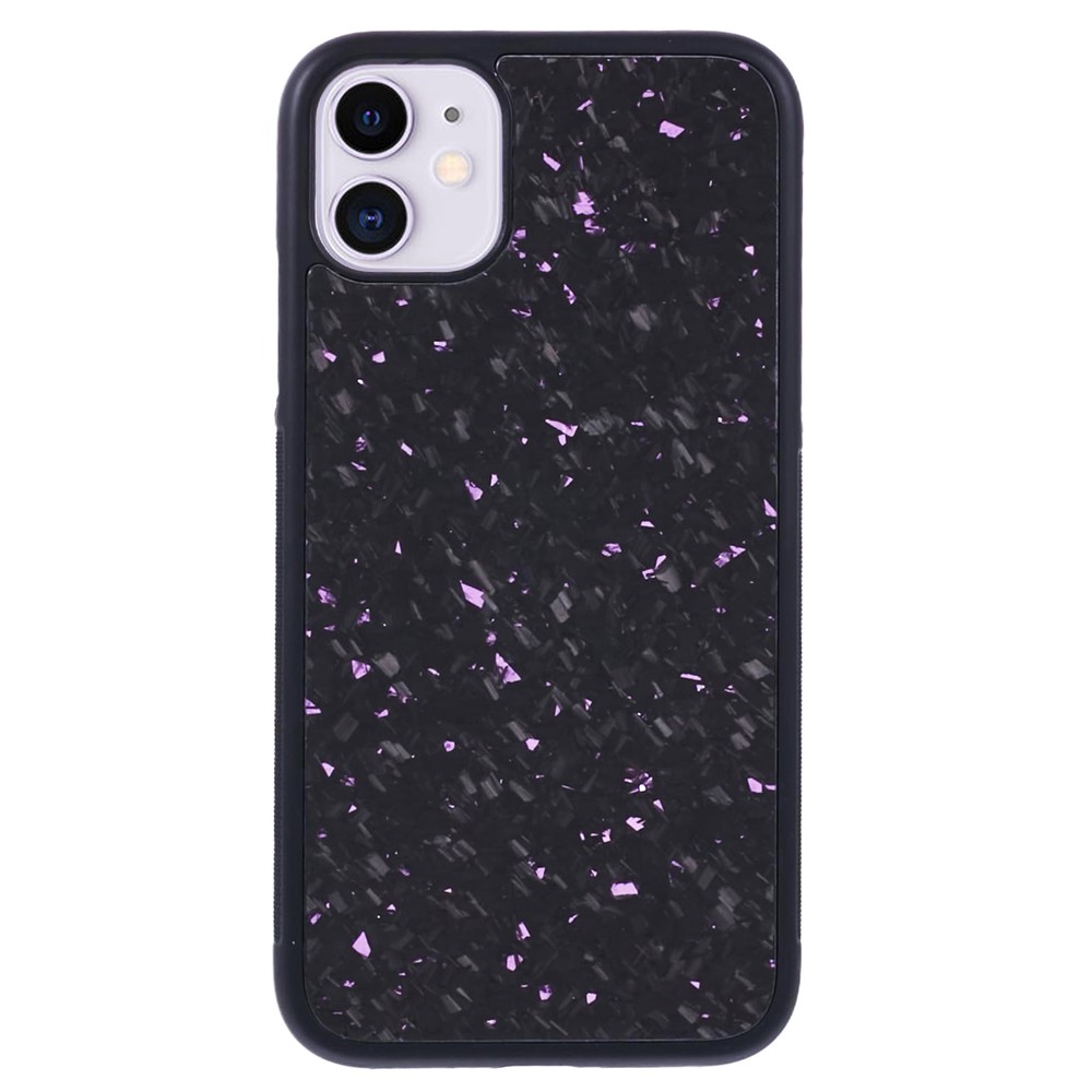 For iPhone 11 Magnetic Case Forged Texture Aramid Fiber+TPU Anti-Slip Phone Cover - Purple