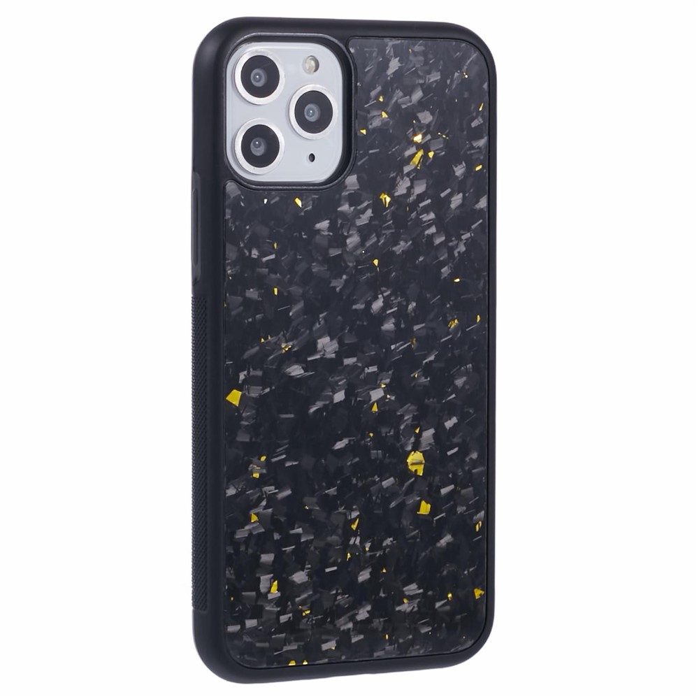 For iPhone 11 Pro Magnetic Case Forged Texture Aramid Fiber+TPU Anti-Slip Phone Cover - Gold