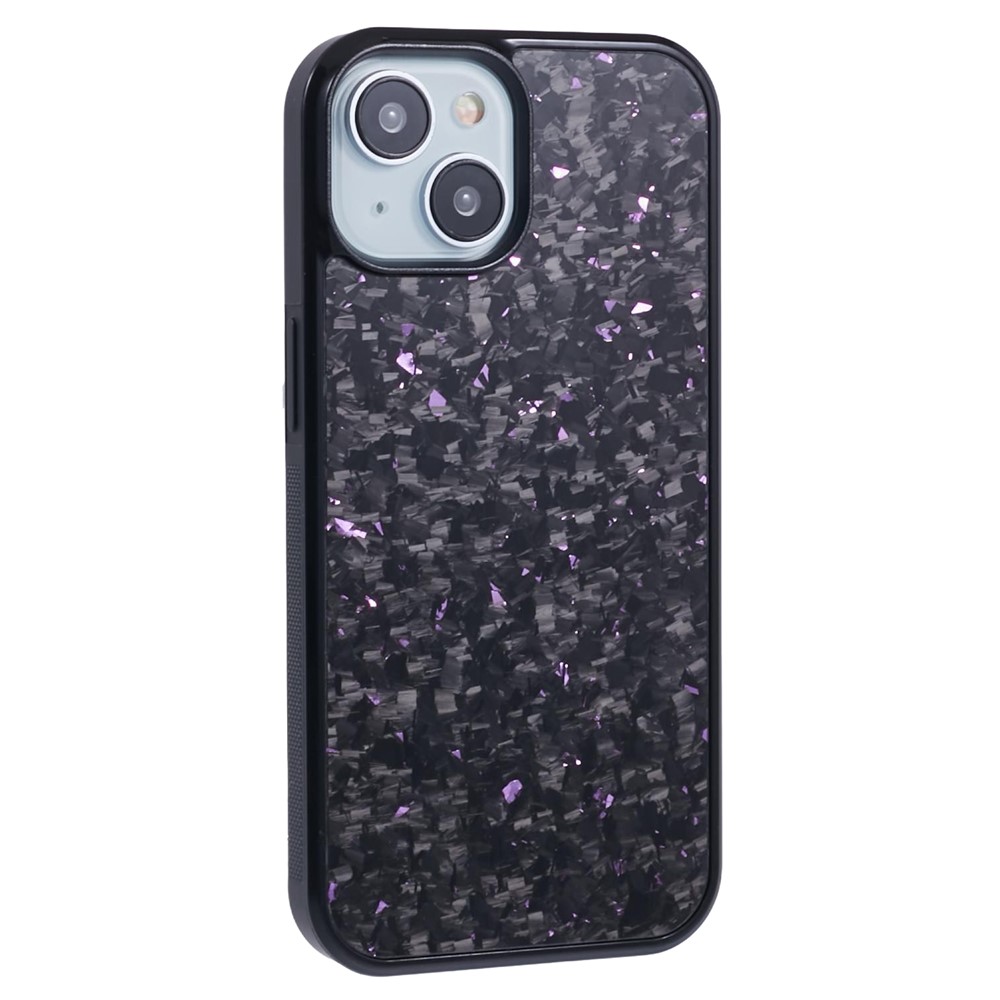For iPhone 15 Magnetic Case Forged Texture Aramid Fiber+TPU Anti-Slip Phone Cover - Purple