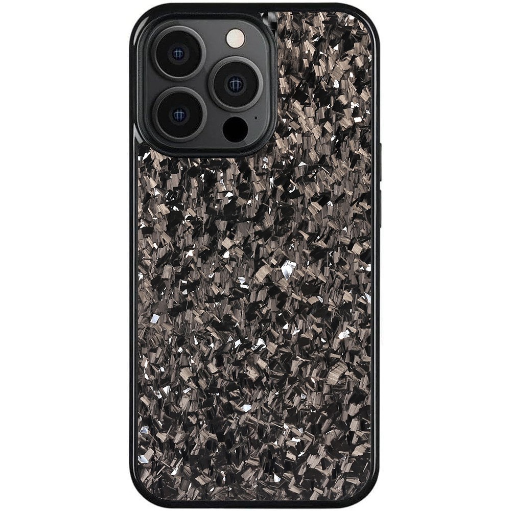 For iPhone 13 Pro Max Magnetic Case Forged Texture Aramid Fiber+TPU Anti-Slip Phone Cover - Silver