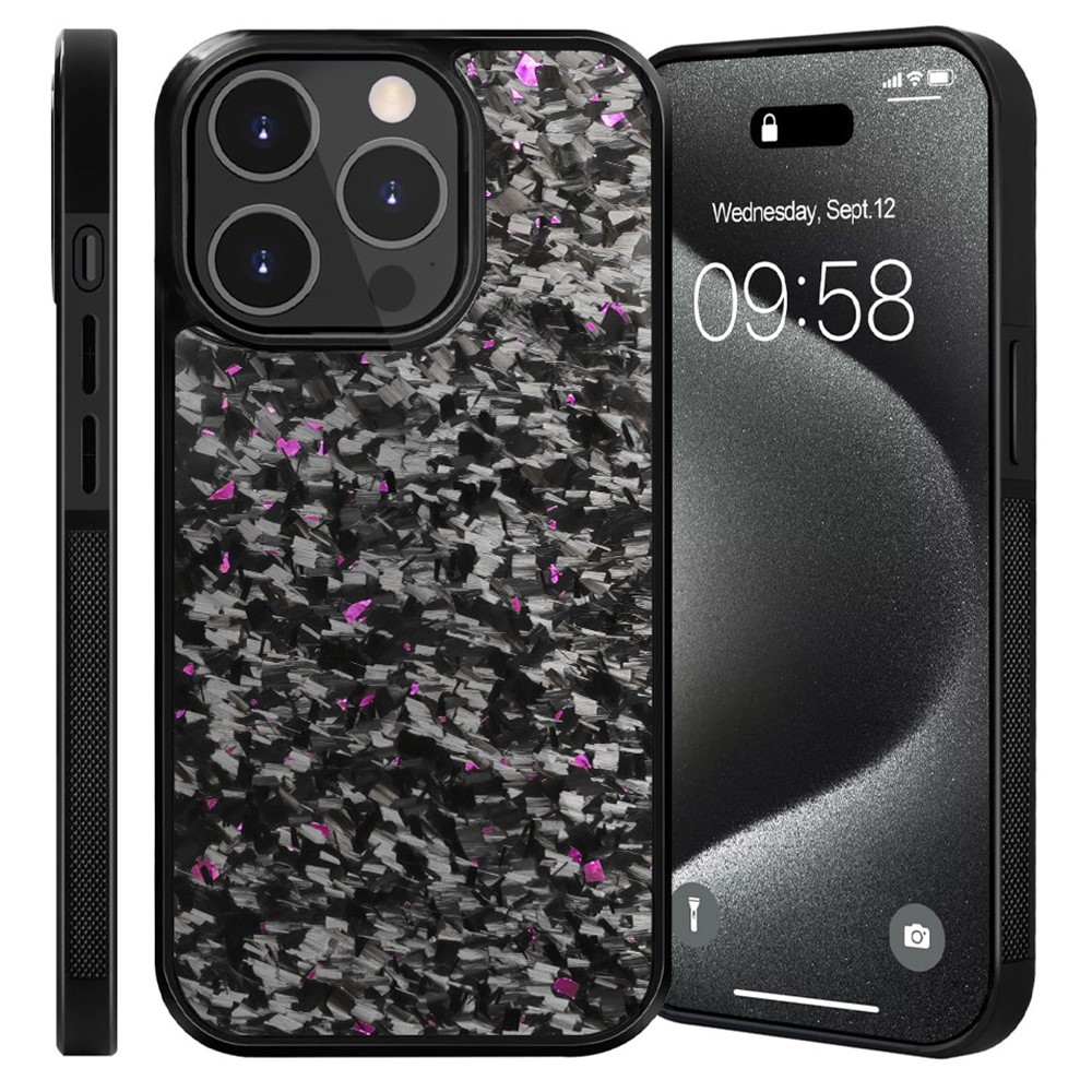 For iPhone 12 / 12 Pro Magnetic Case Forged Texture Aramid Fiber+TPU Anti-Slip Phone Cover - Purple