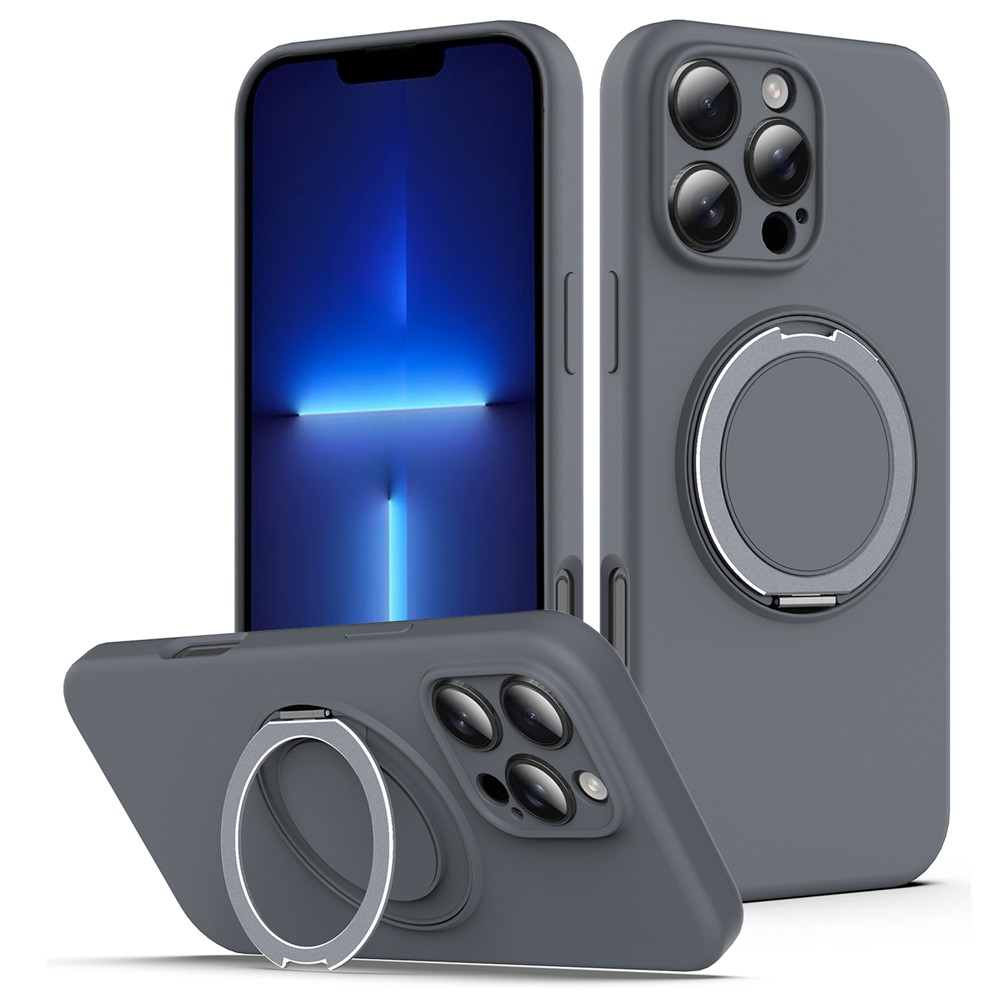 For iPhone 13 Pro Max Case Compatible with MagSafe Metal Kickstand PC + Silicone Phone Cover - Grey