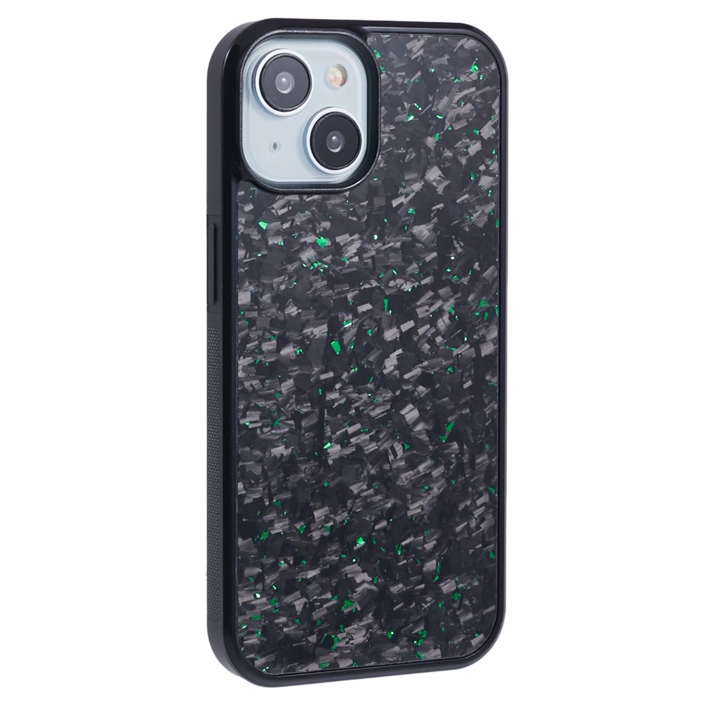 For iPhone 13 Magnetic Case Forged Texture Aramid Fiber+TPU Anti-Slip Phone Cover - Green