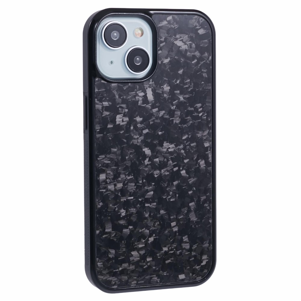 For iPhone 13 Magnetic Case Forged Texture Aramid Fiber+TPU Anti-Slip Phone Cover - Black