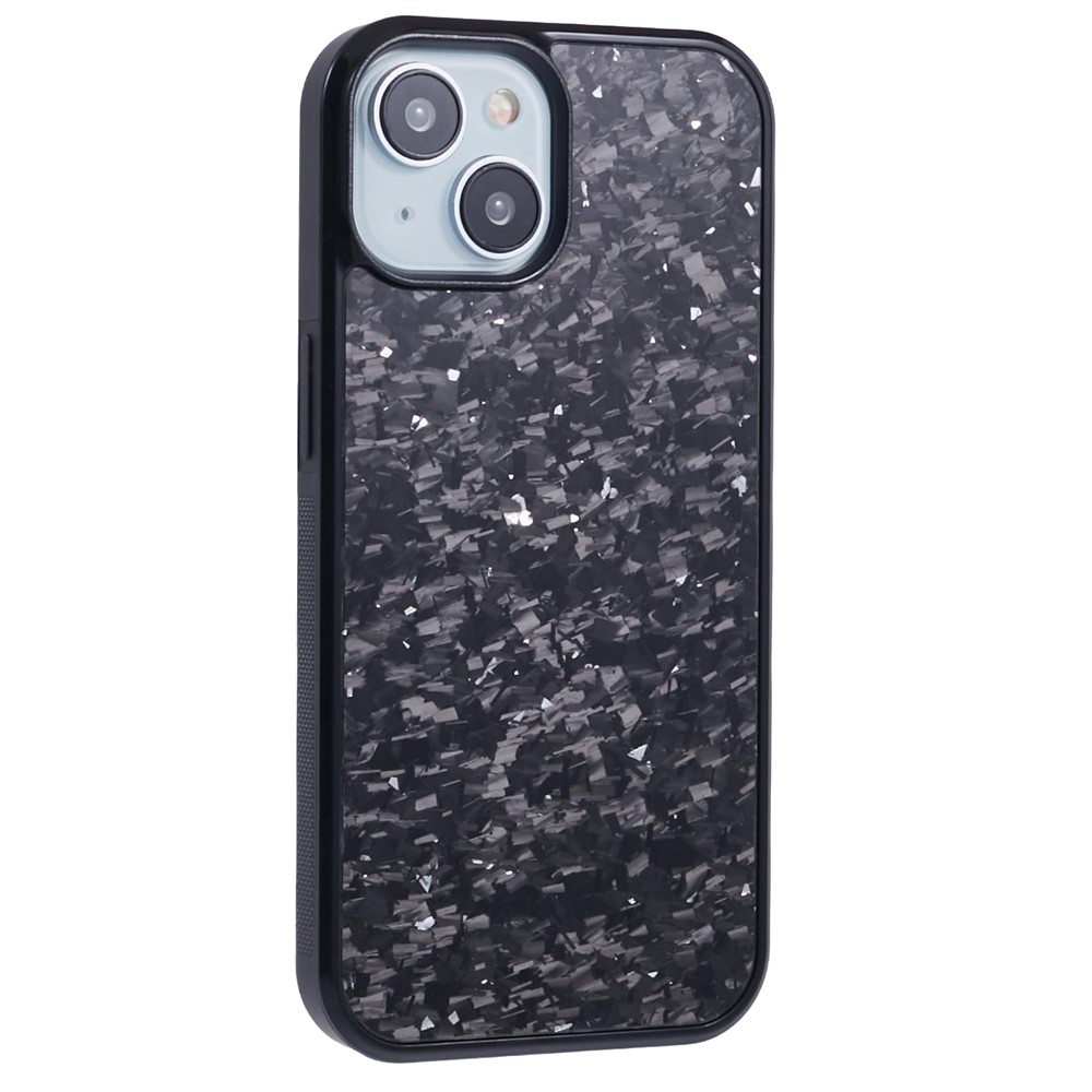 For iPhone 14 Plus Magnetic Case Forged Texture Aramid Fiber+TPU Anti-Slip Phone Cover - Silver