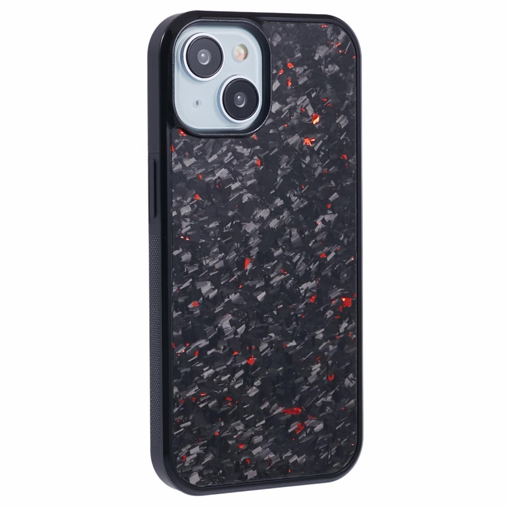 For iPhone 14 Magnetic Case Forged Texture Aramid Fiber+TPU Anti-Slip Phone Cover - Red