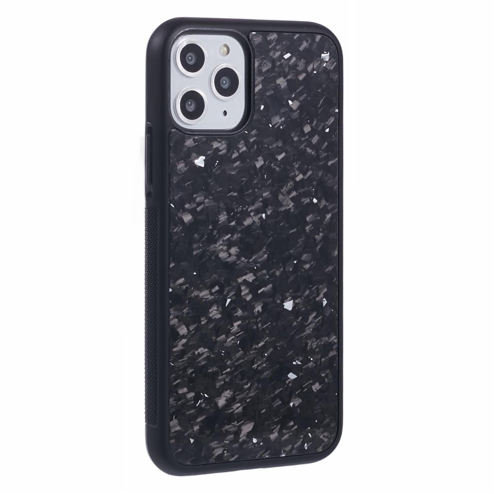 For iPhone 11 Pro Max Magnetic Case Forged Texture Aramid Fiber+TPU Anti-Slip Phone Cover - Silver